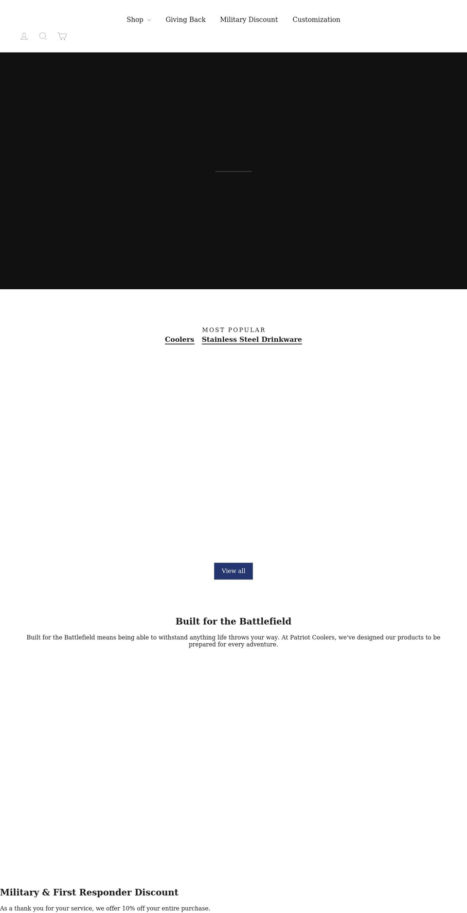 patriotcoolers.com shopify website screenshot