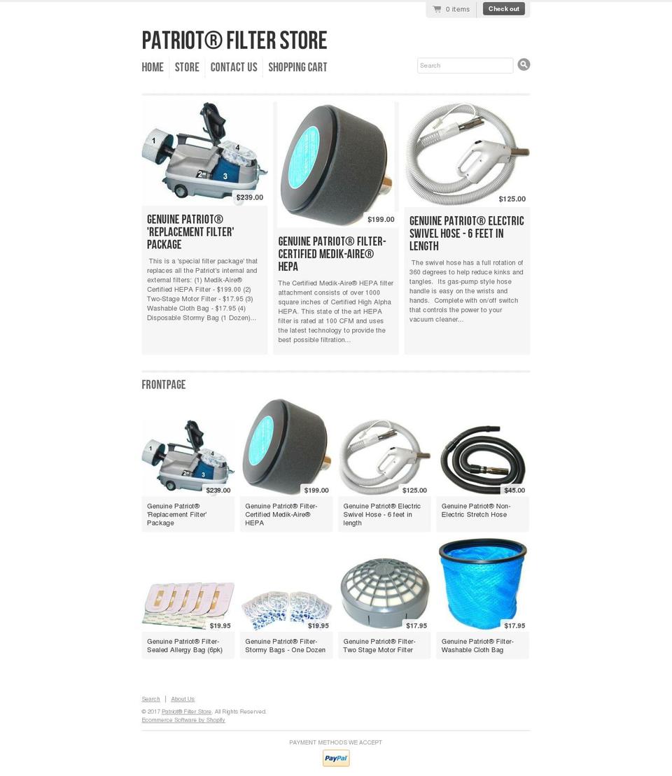 patriotfilterstore.com shopify website screenshot