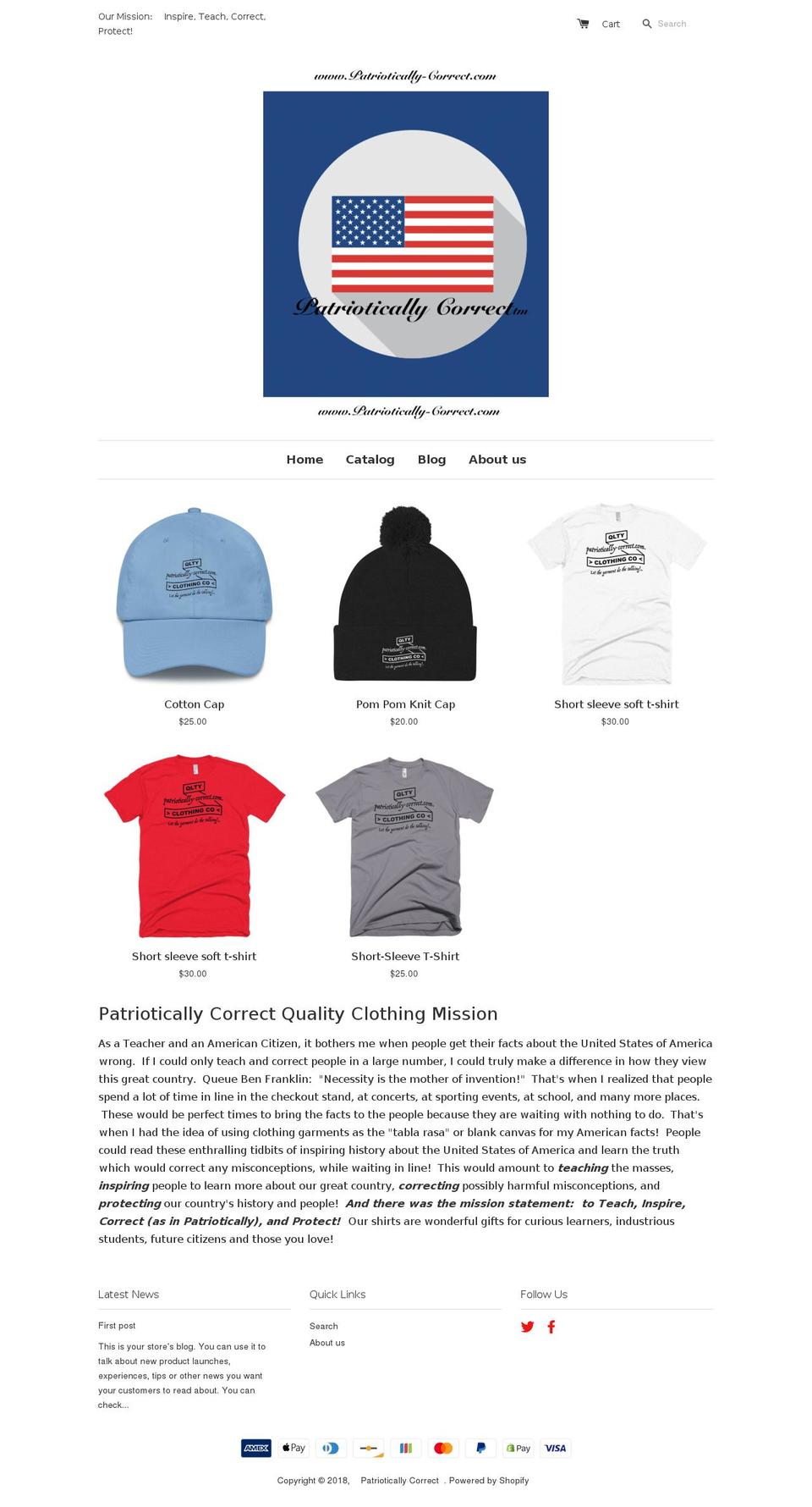 patriotically-correct.com shopify website screenshot