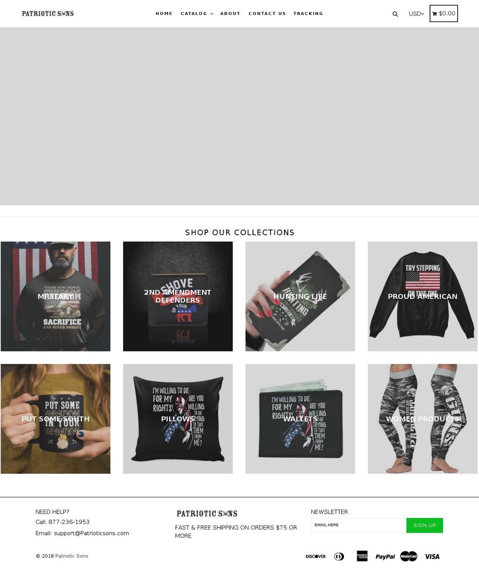 patrioticsons.com — Shopify storefront screenshot