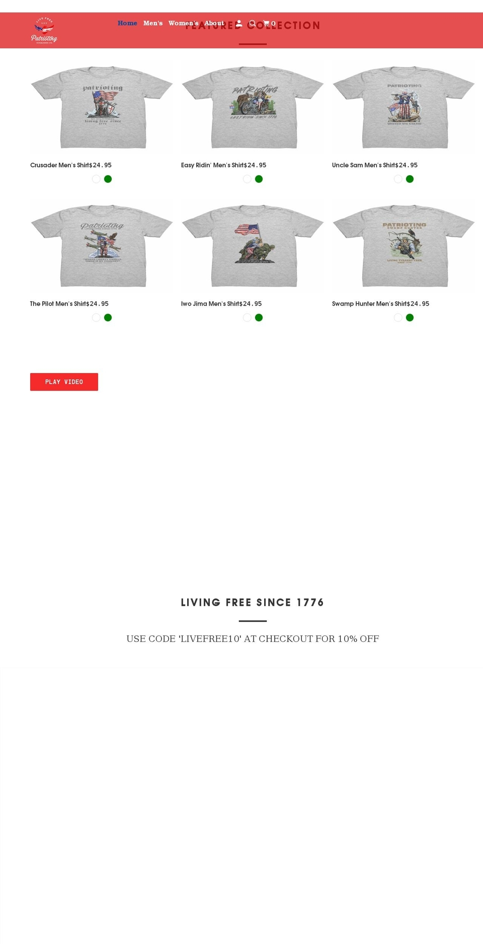 patrioting.com shopify website screenshot