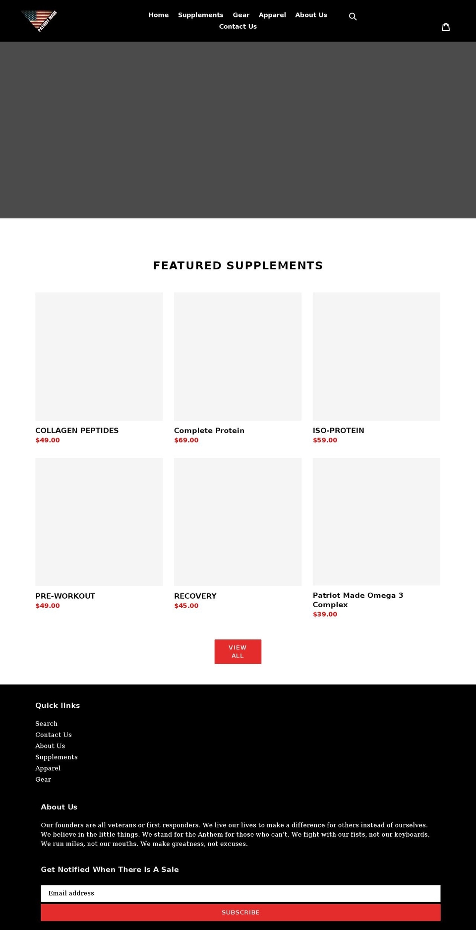 patriotmadesupplements.com shopify website screenshot
