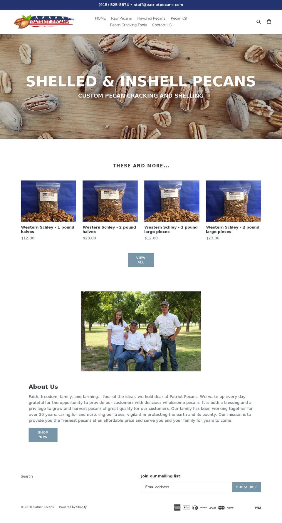 patriotpecans.com — Shopify storefront screenshot