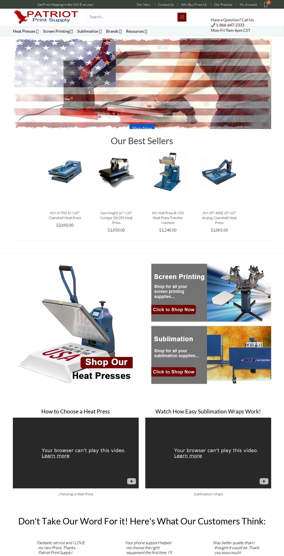 patriotprintsupply.com shopify website screenshot