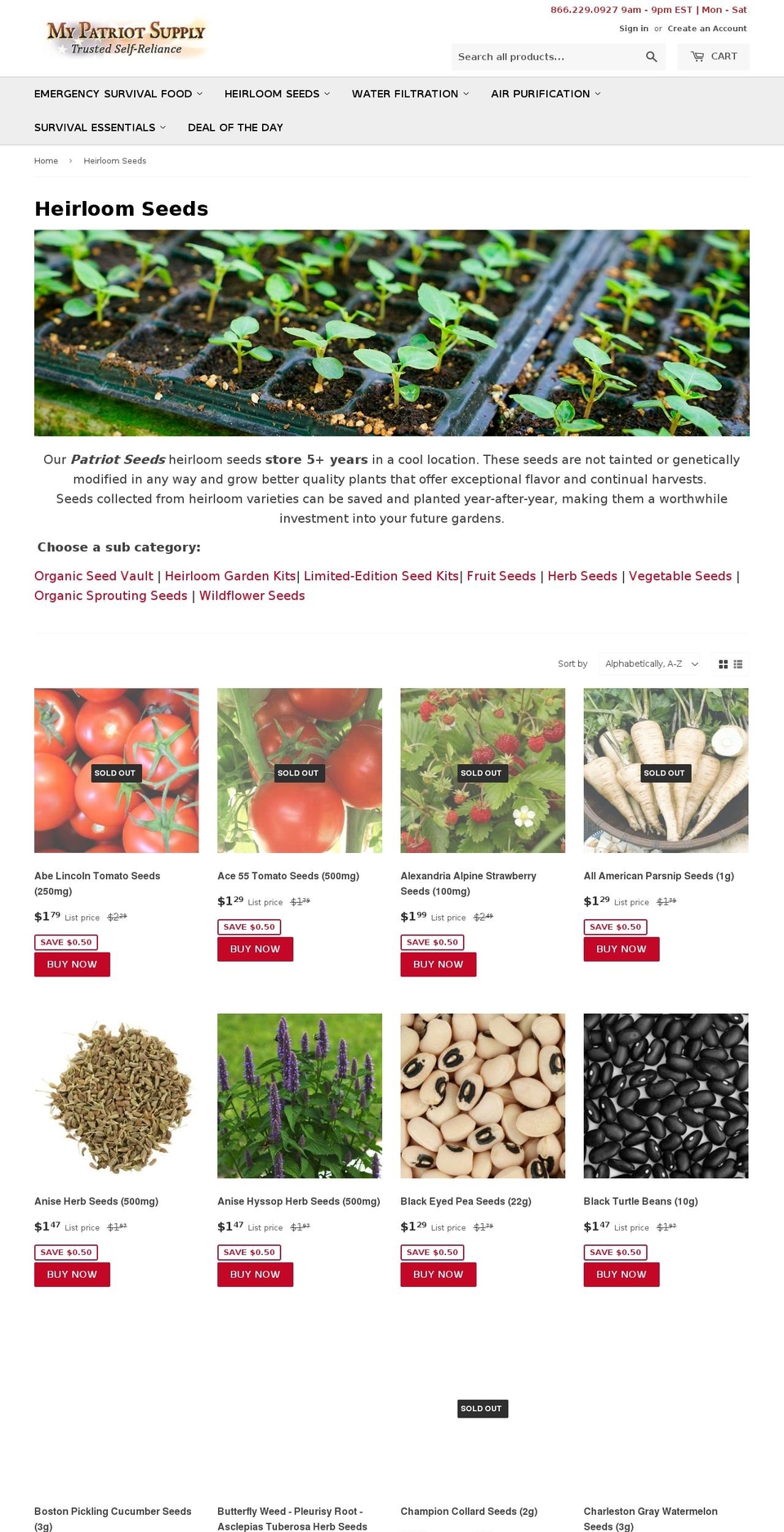 patriotseeds.com shopify website screenshot
