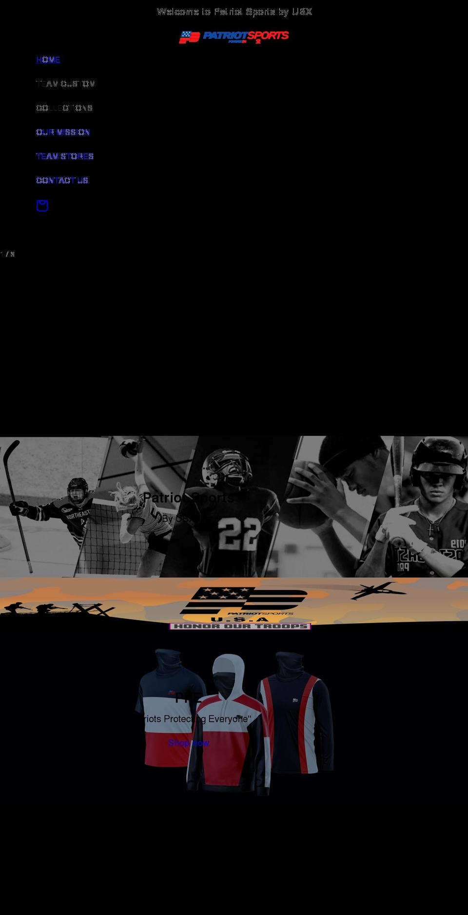patriotsports.org shopify website screenshot