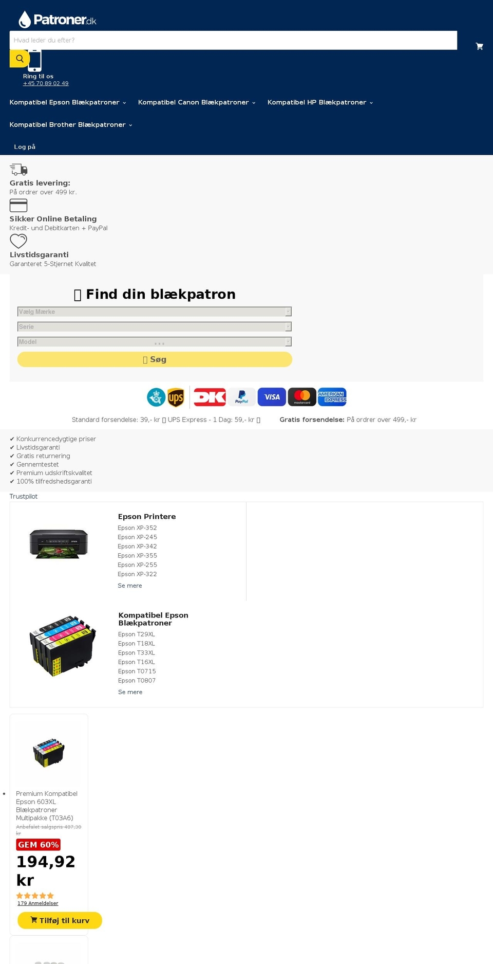 patroner.dk shopify website screenshot