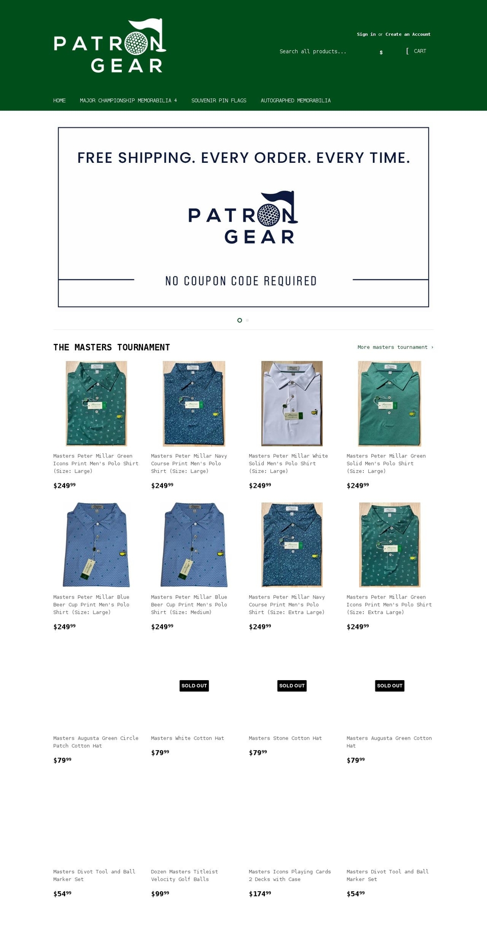 patrongear.com shopify website screenshot