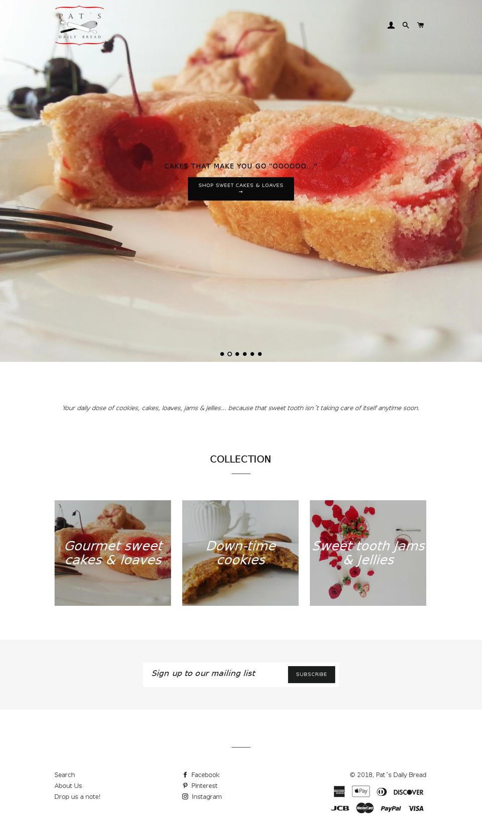 patsdailybread.com shopify website screenshot