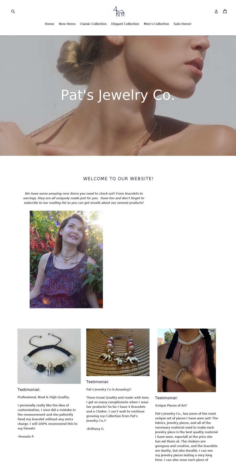 patsjewelryco.com — Shopify storefront screenshot