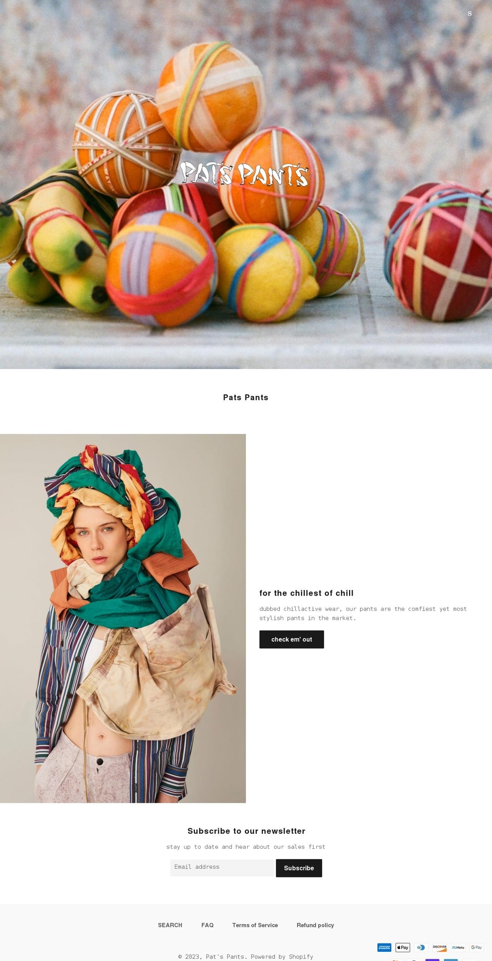 patspants.co shopify website screenshot