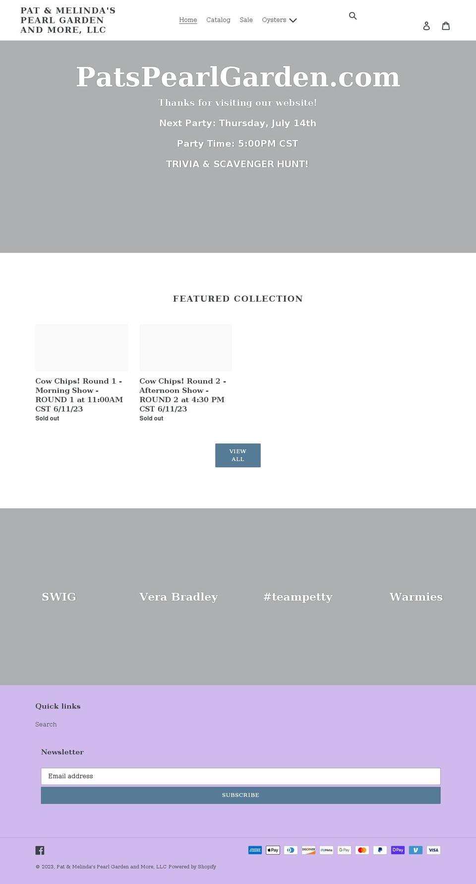 patspearlgarden.com shopify website screenshot