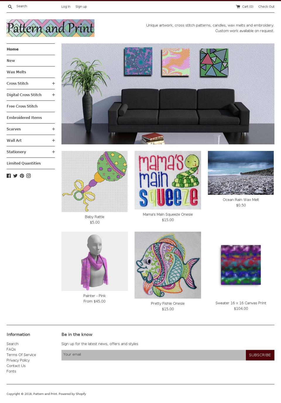 pattern-and-print.com shopify website screenshot