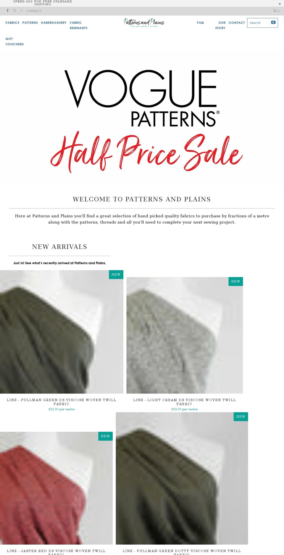patternsandplains.com — Shopify storefront screenshot