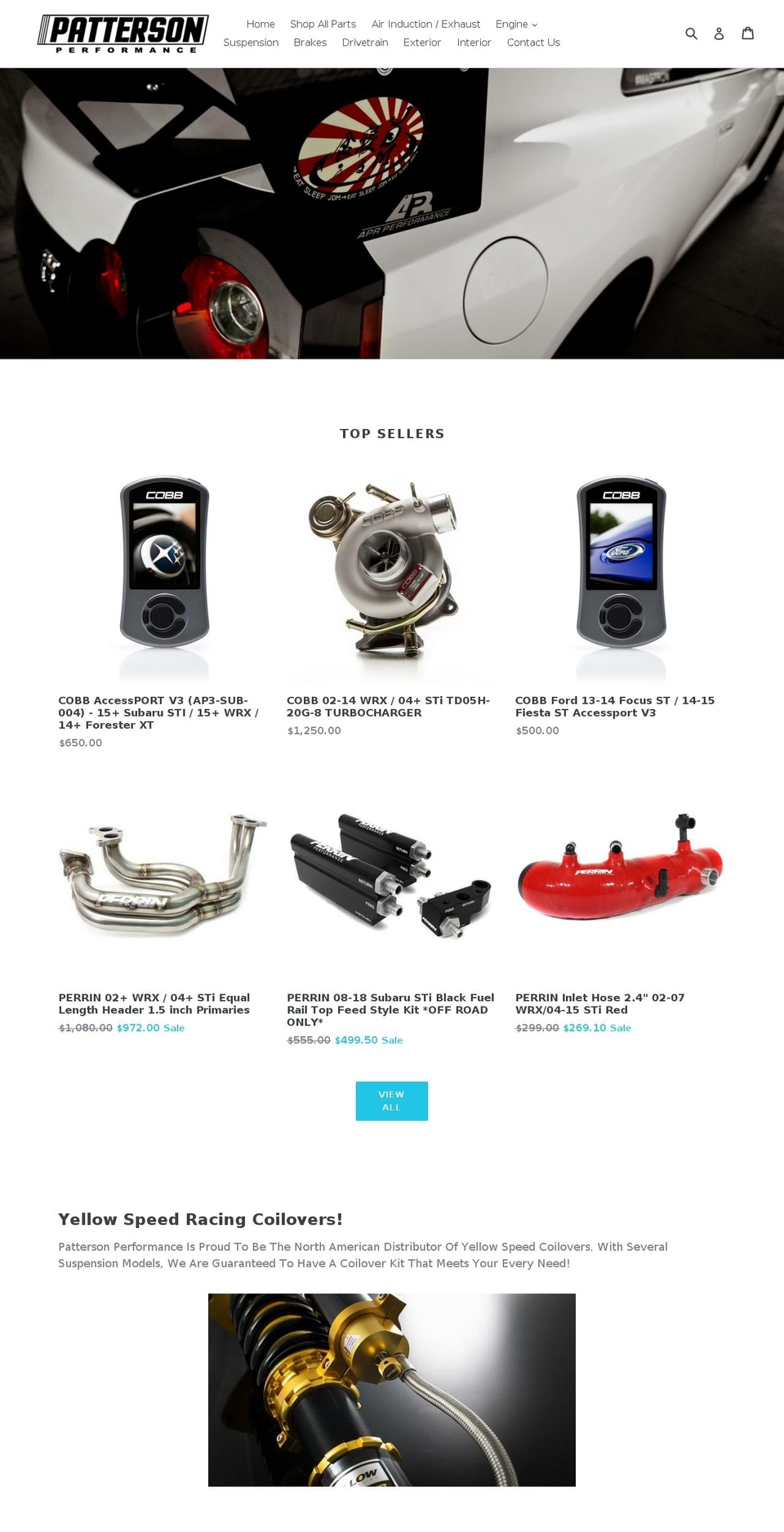 pattersonperformanceparts.com shopify website screenshot