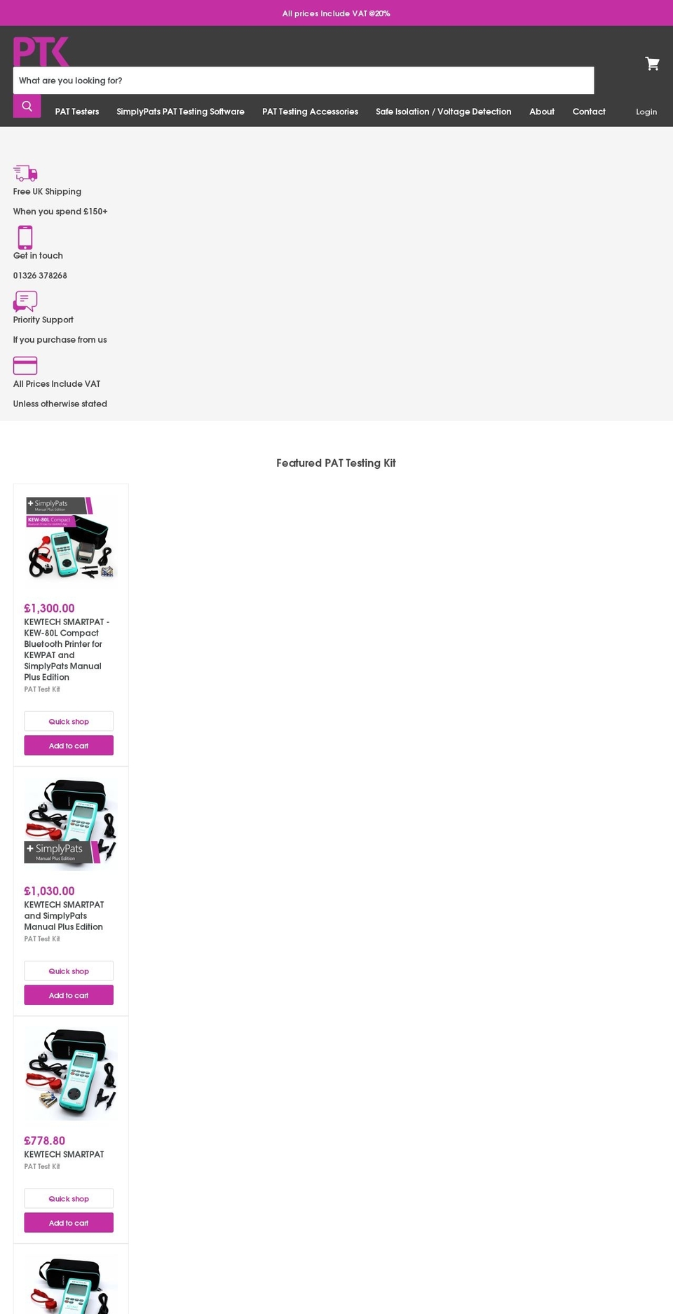 pattestkit.co.uk shopify website screenshot