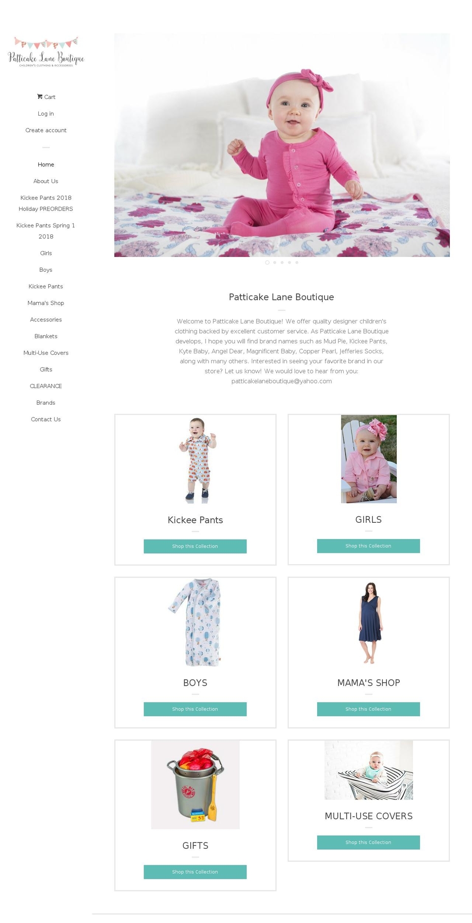 patticakelaneboutique.com shopify website screenshot