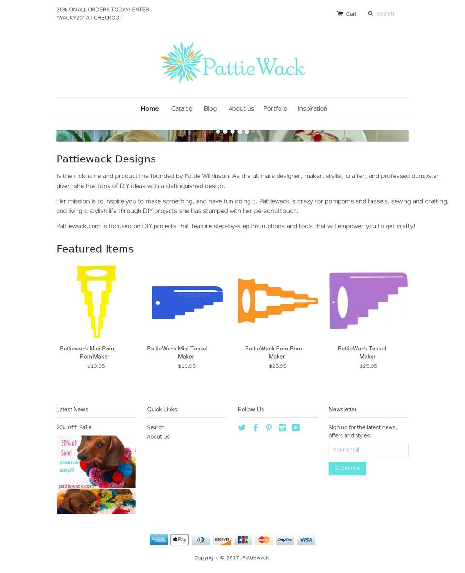 pattiewack.com shopify website screenshot