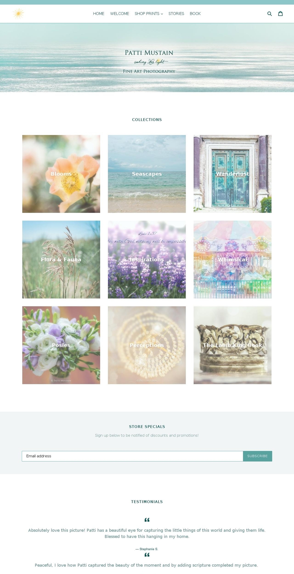 pattimustain.com — Shopify storefront screenshot