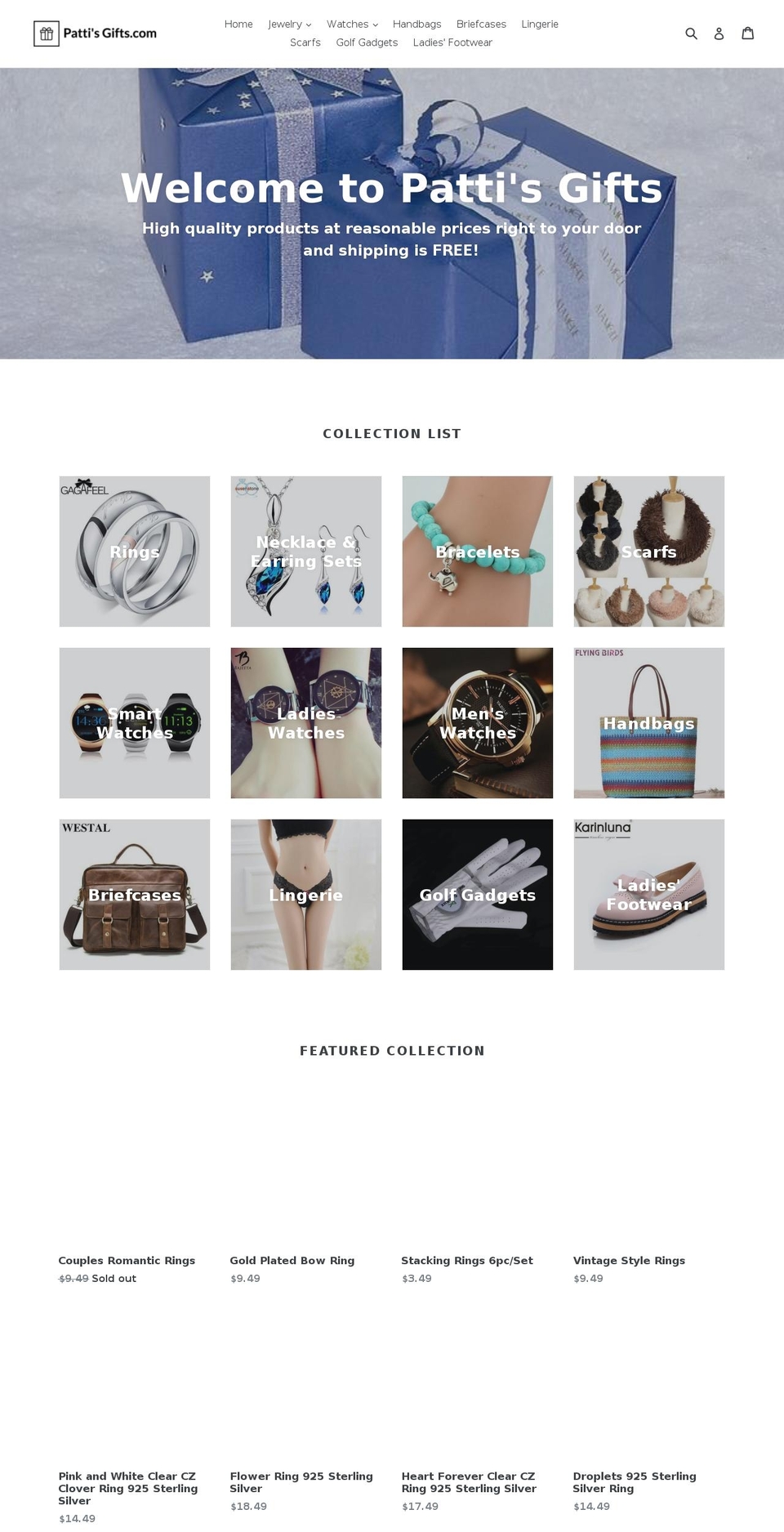 pattisgifts.com — Shopify storefront screenshot
