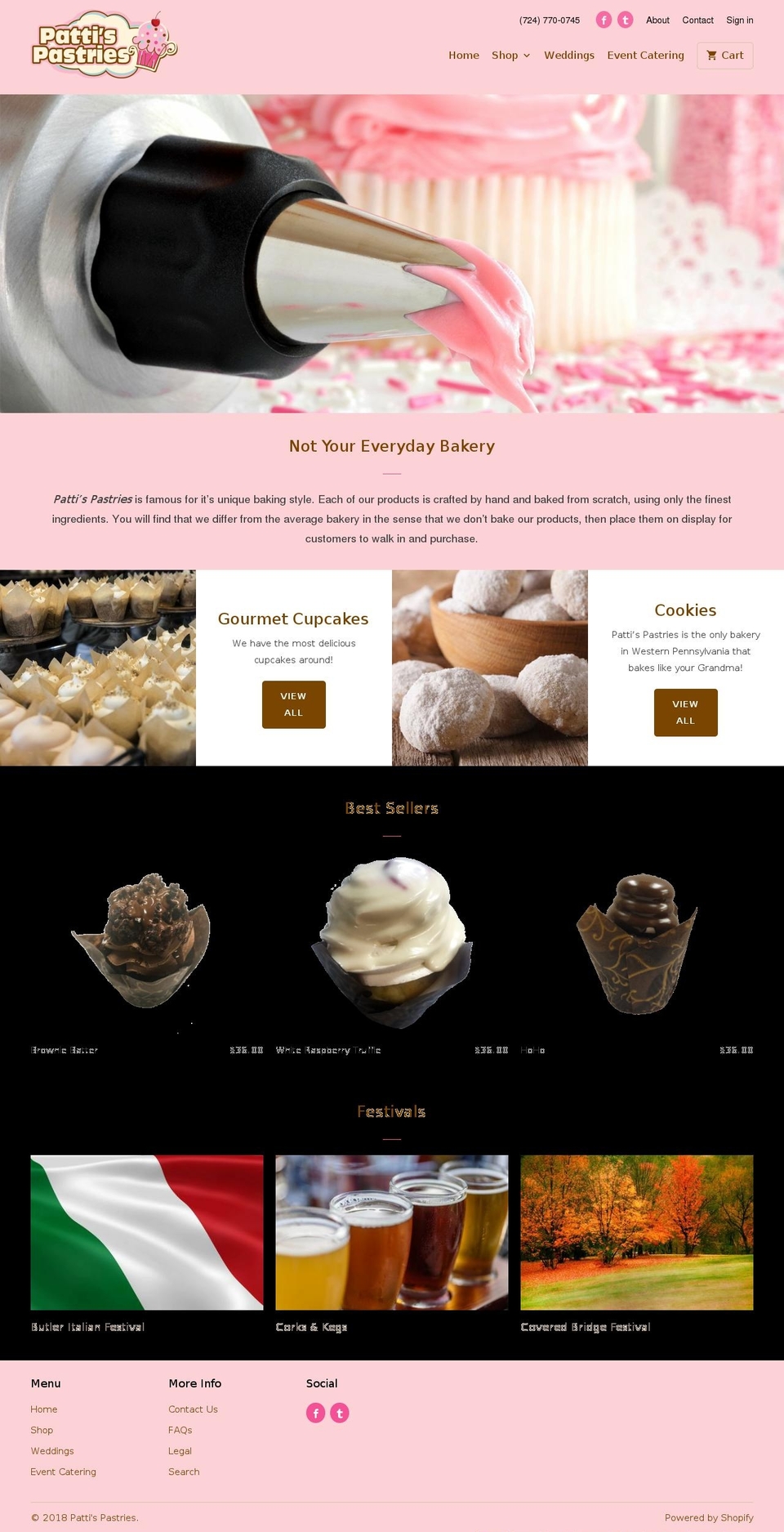 pattispastries.net shopify website screenshot