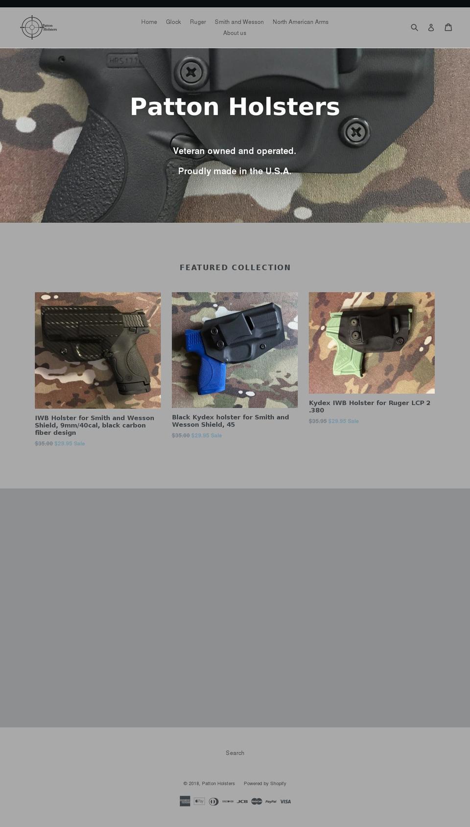 pattonholsters.com — Shopify storefront screenshot
