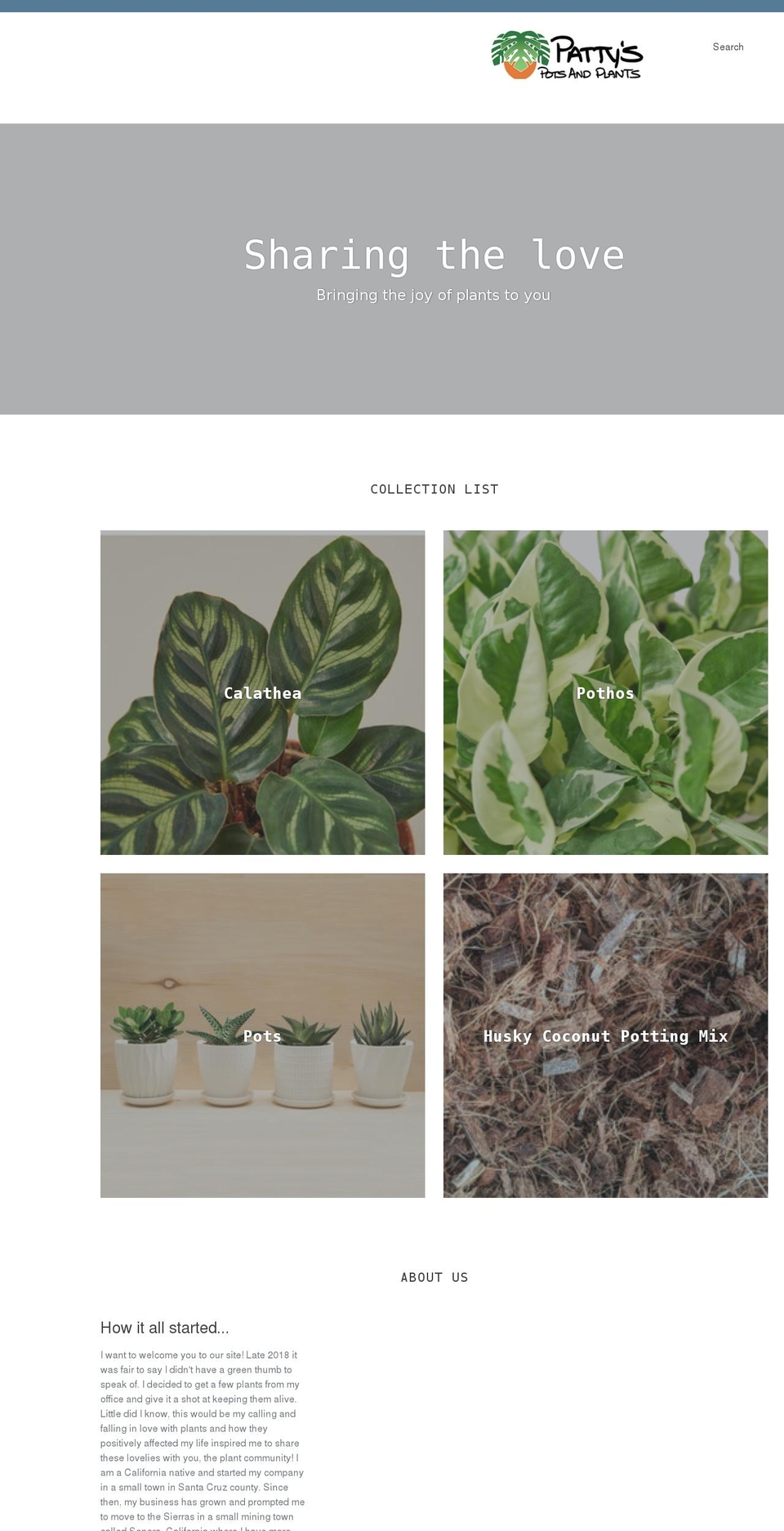 pattyspotsandplants.com shopify website screenshot