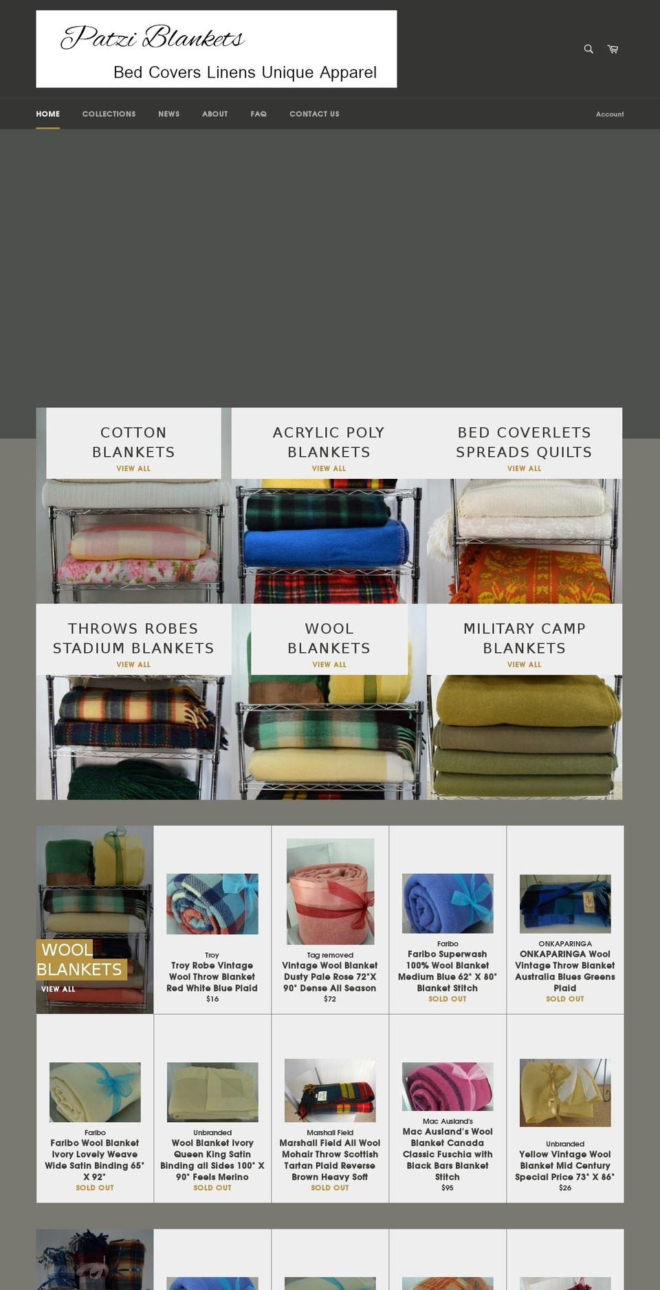 patziblankets.com — Shopify storefront screenshot