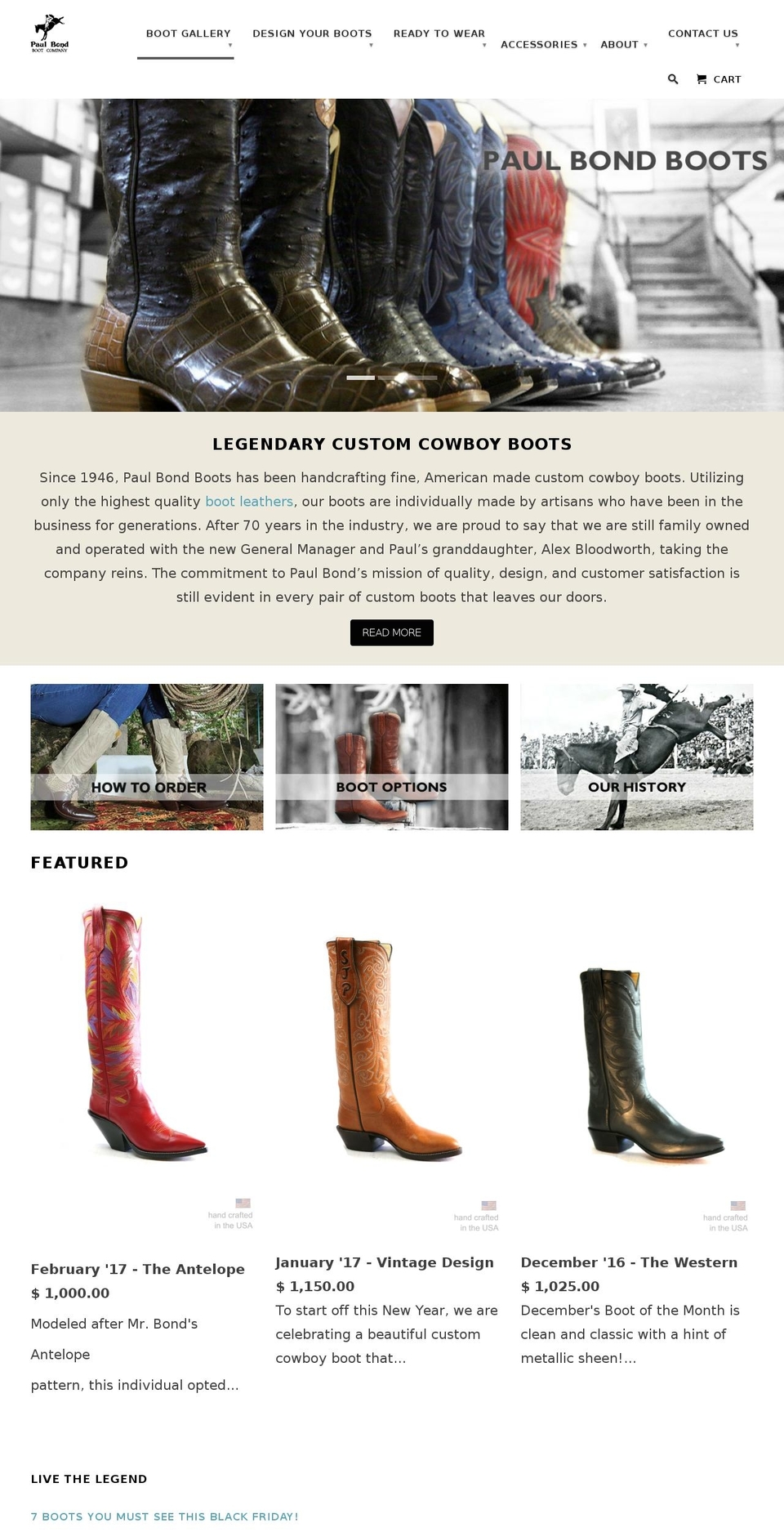 paulbondboots.com shopify website screenshot