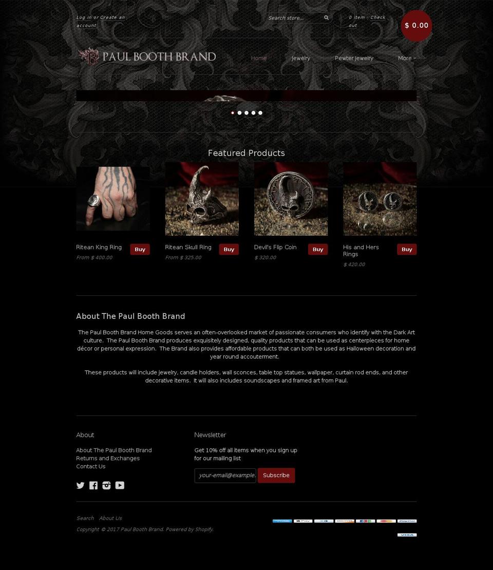 paulboothbrand.com shopify website screenshot