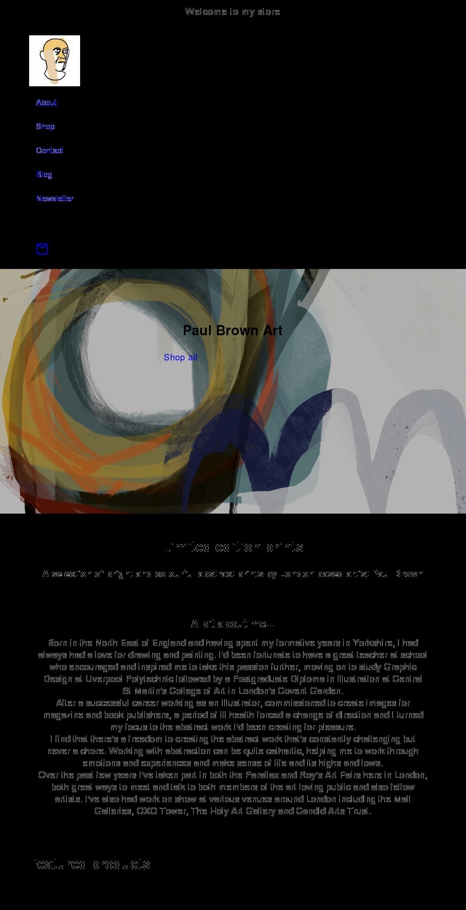 paulbrownart.com shopify website screenshot