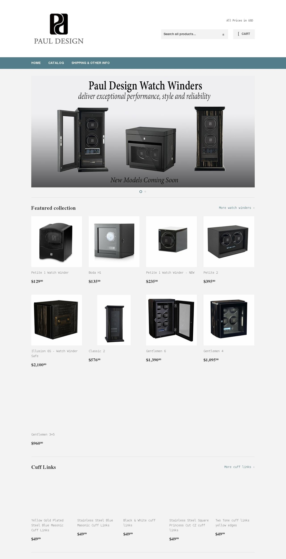 pauldesignwinders.com shopify website screenshot