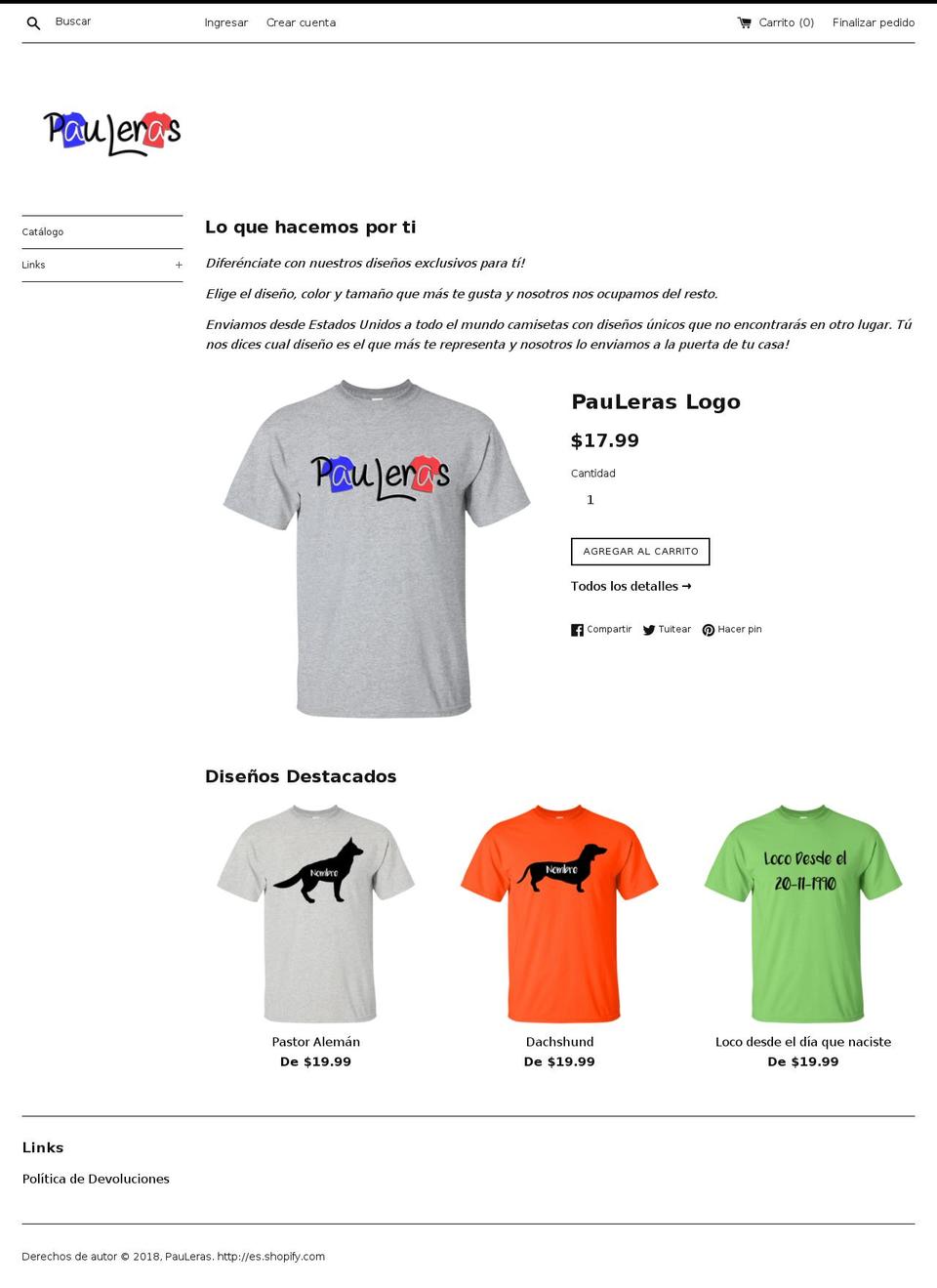 pauleras.com shopify website screenshot