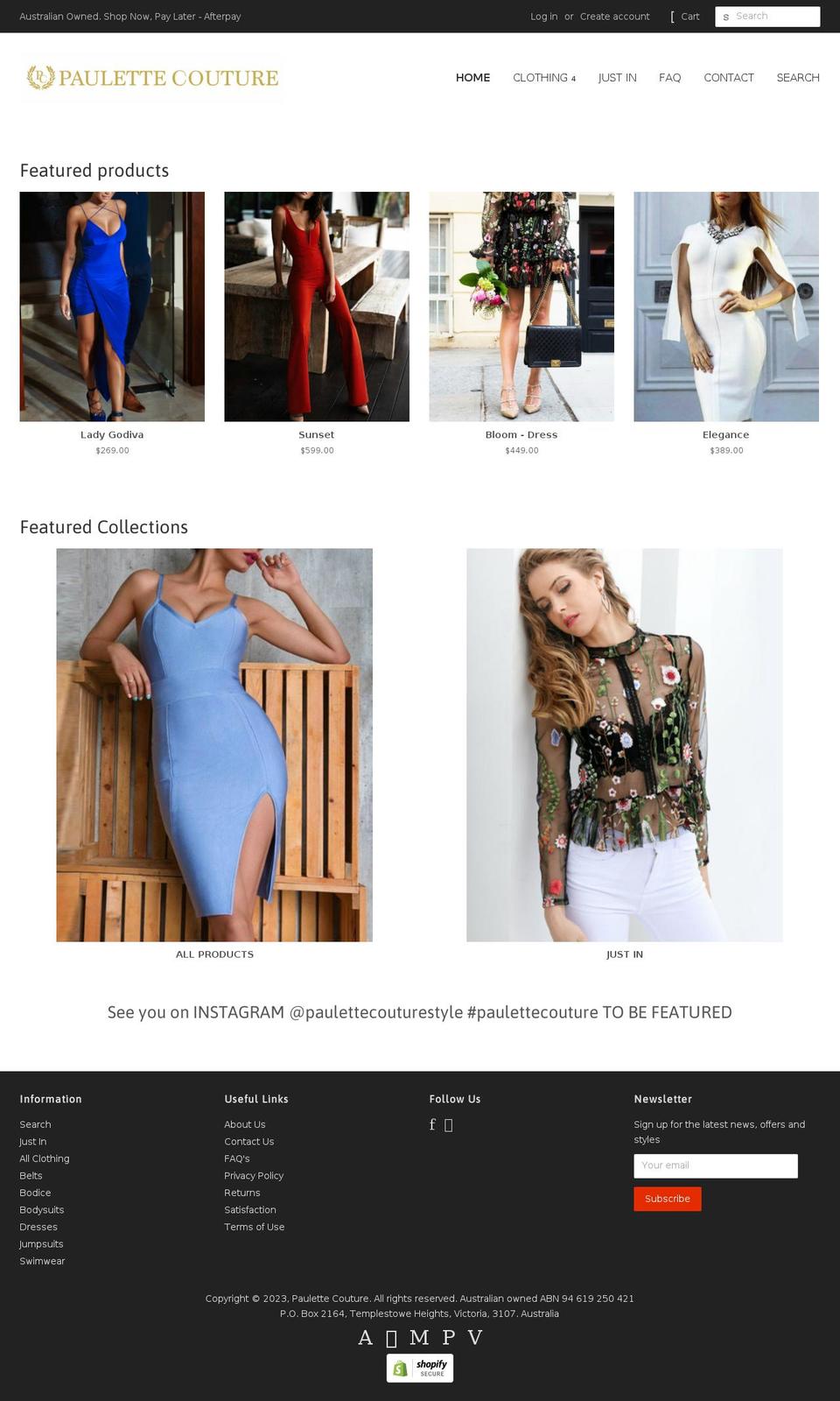 paulettecouture.com shopify website screenshot