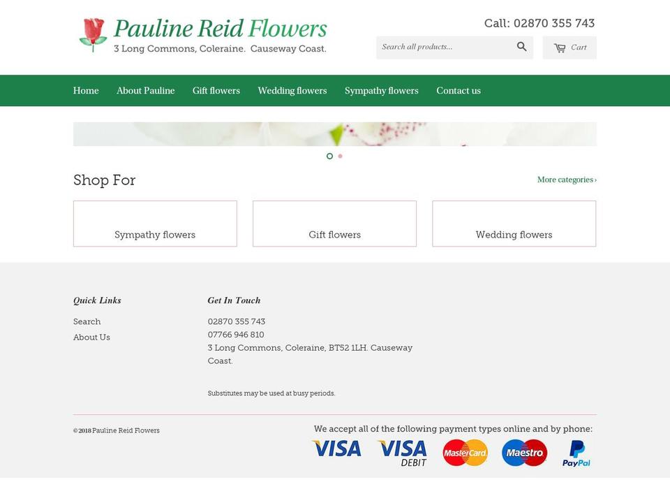 paulinereidflowers.com — Shopify storefront screenshot