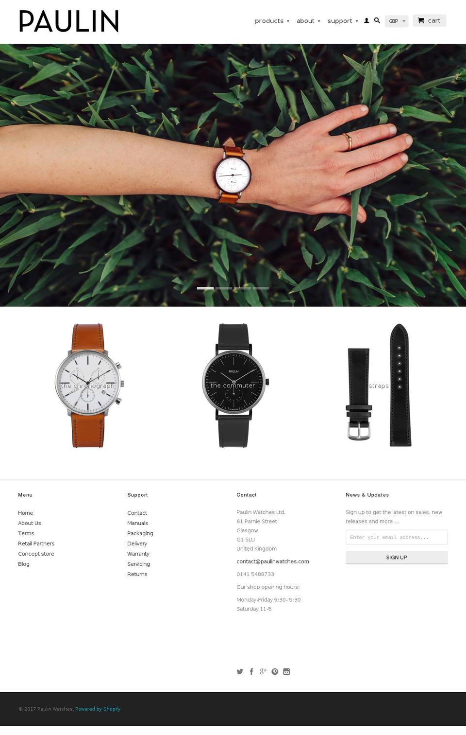 paulinwatches.com shopify website screenshot