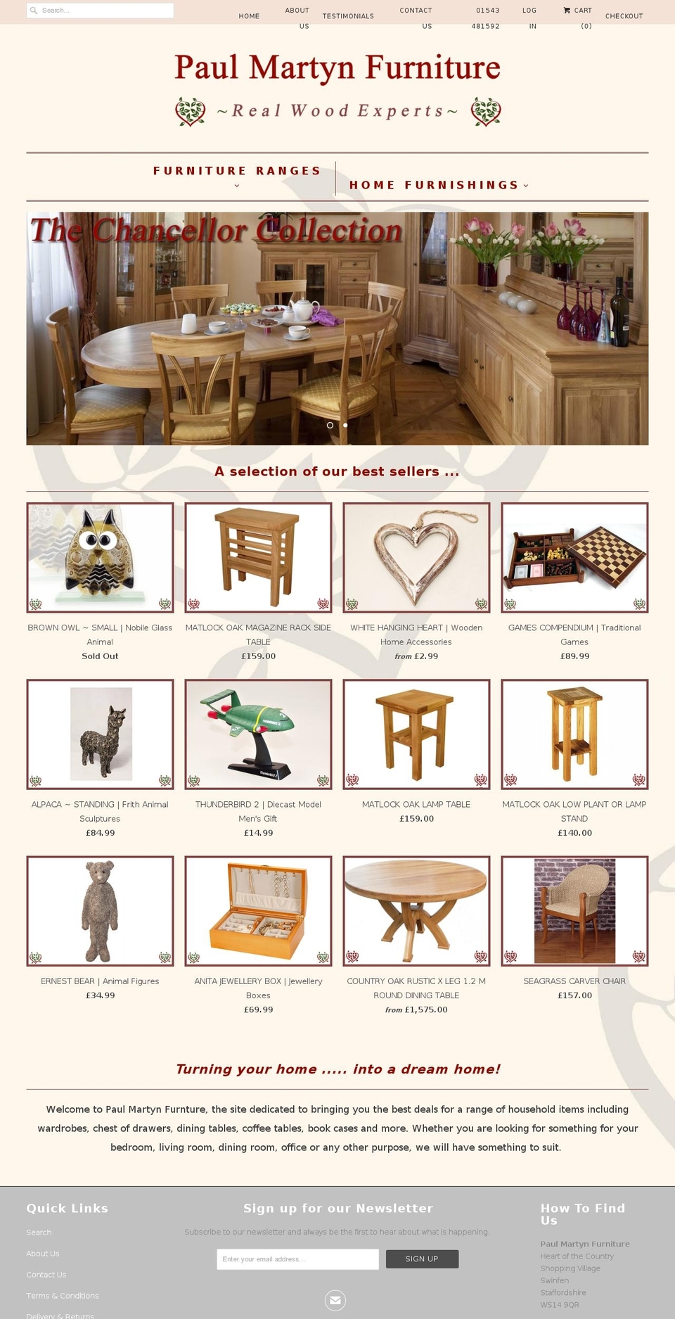 paulmartynfurniture.co.uk shopify website screenshot