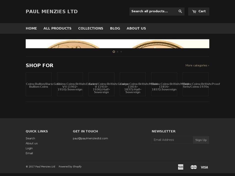 paulmenziesltd.com shopify website screenshot