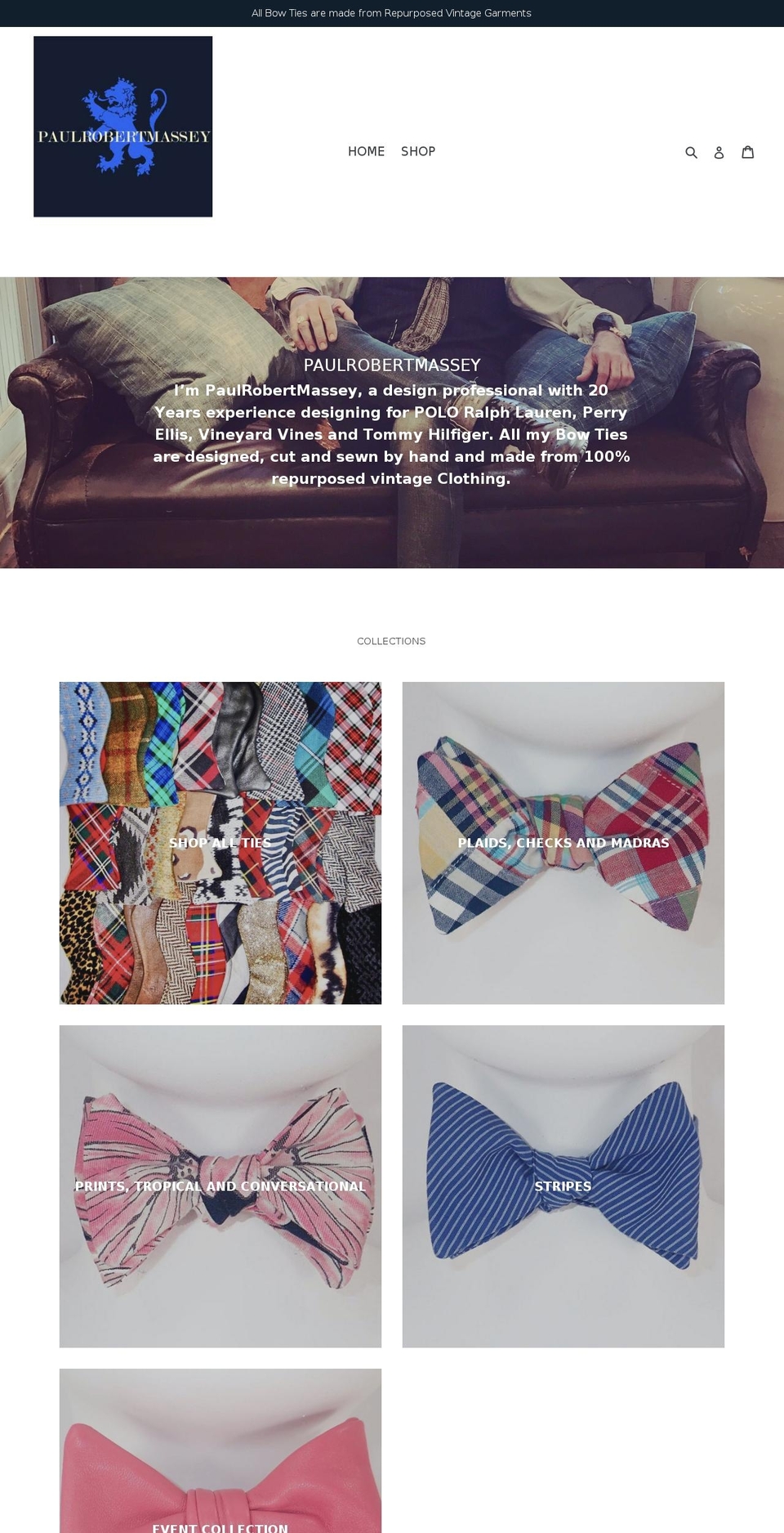 paulrobertmassey.com — Shopify storefront screenshot