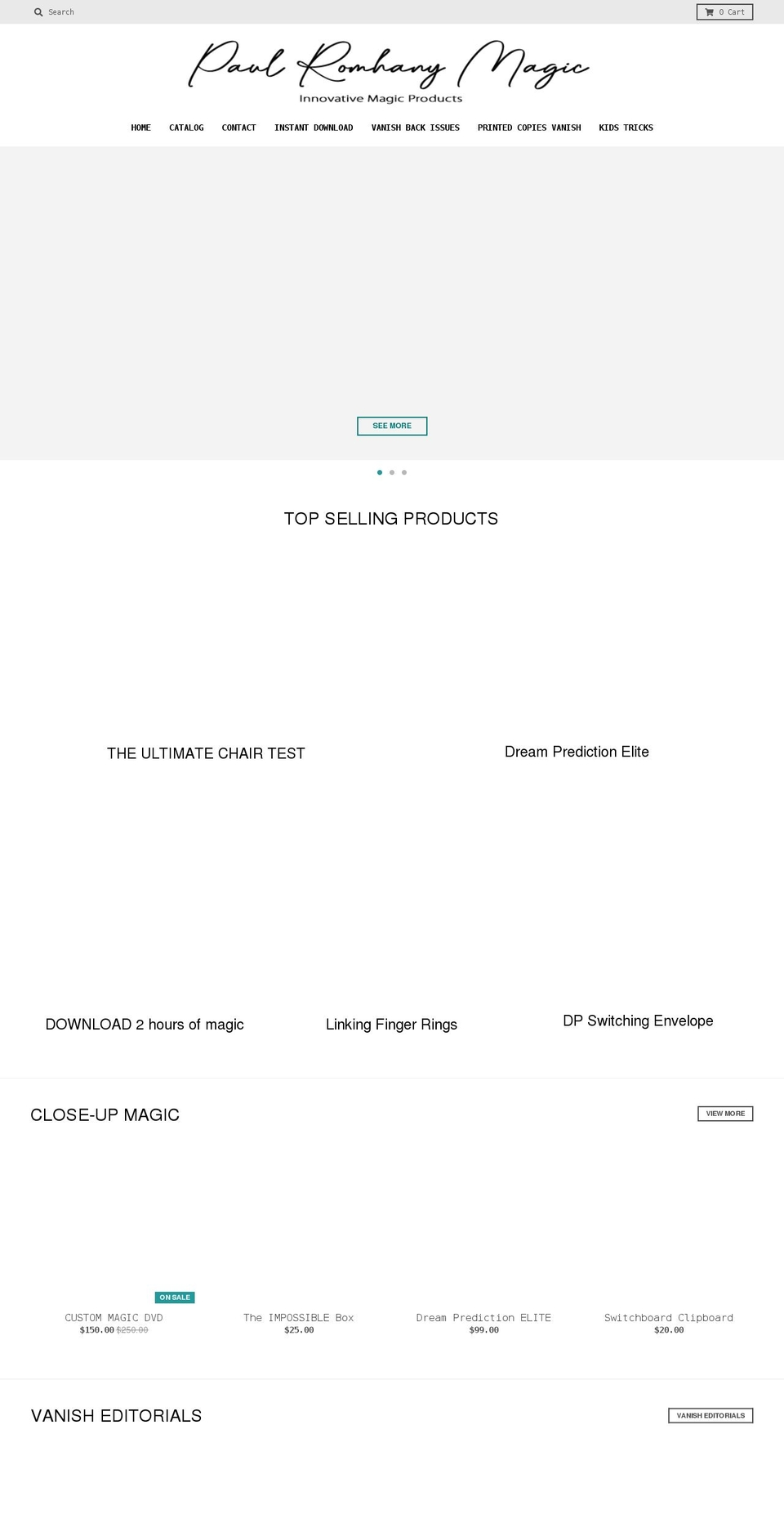 paulromhanymagic.myshopify.com shopify website screenshot