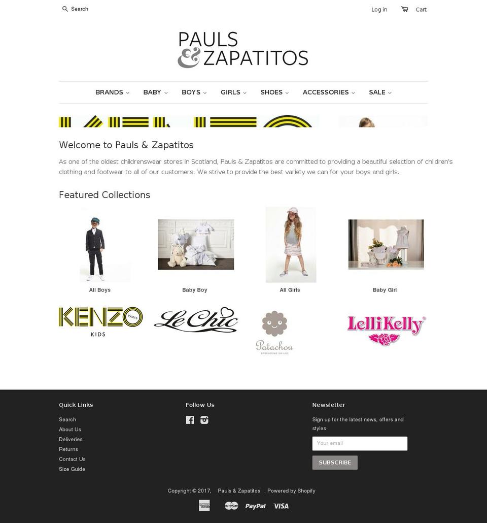 paulsandzapatitos.com shopify website screenshot