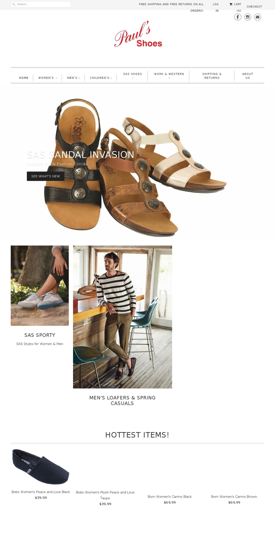 paulsfootwear.com shopify website screenshot