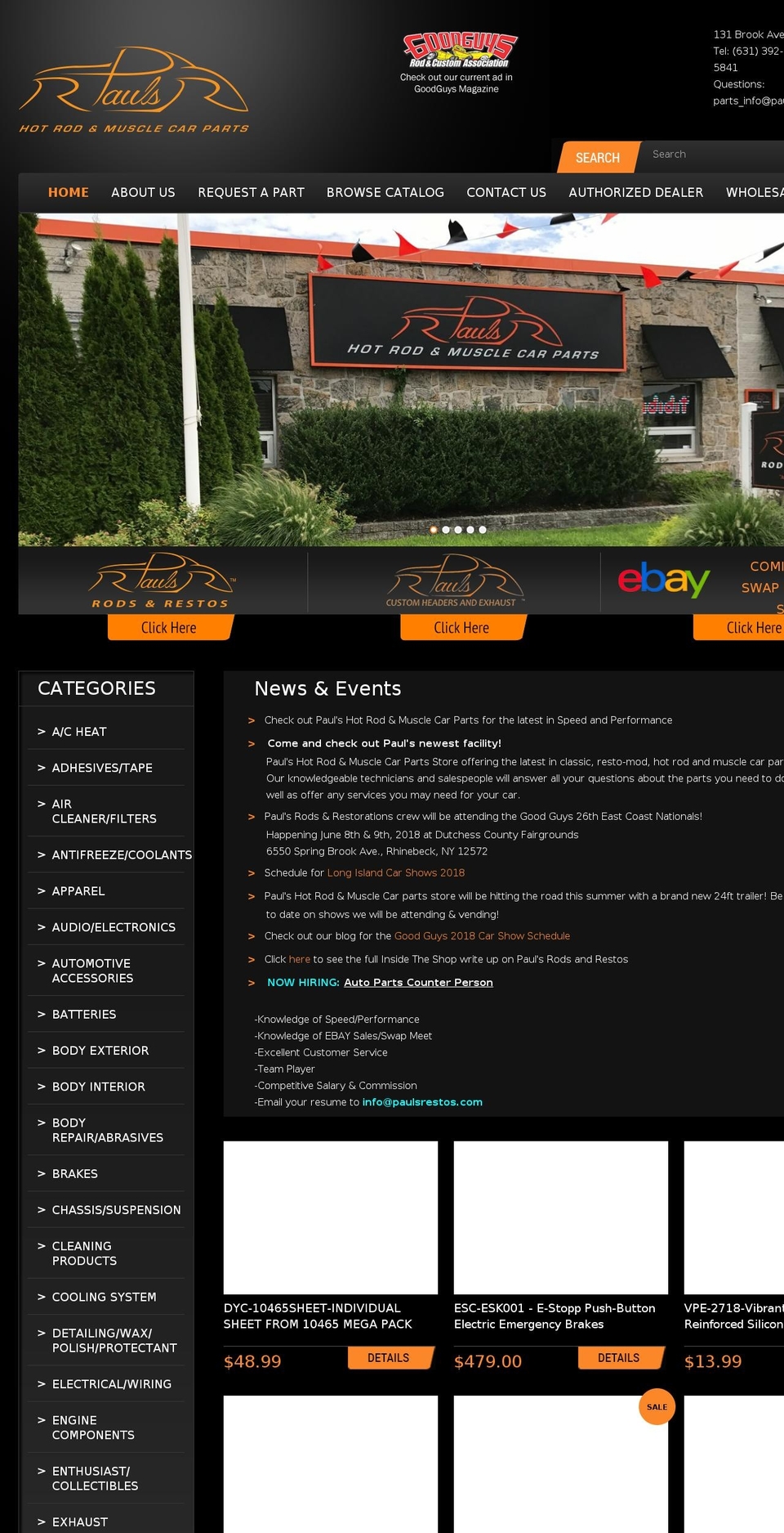 paulshotrodandmusclecarparts.com — Shopify storefront screenshot