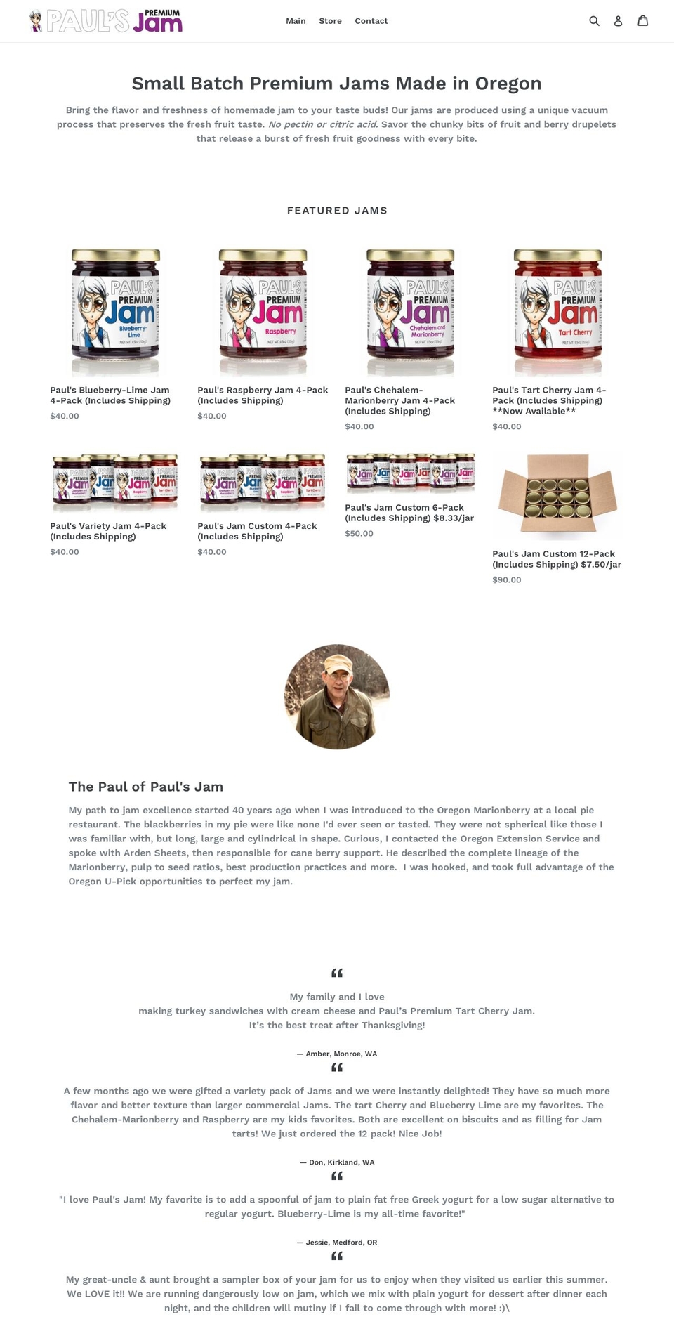 paulsjam.com shopify website screenshot