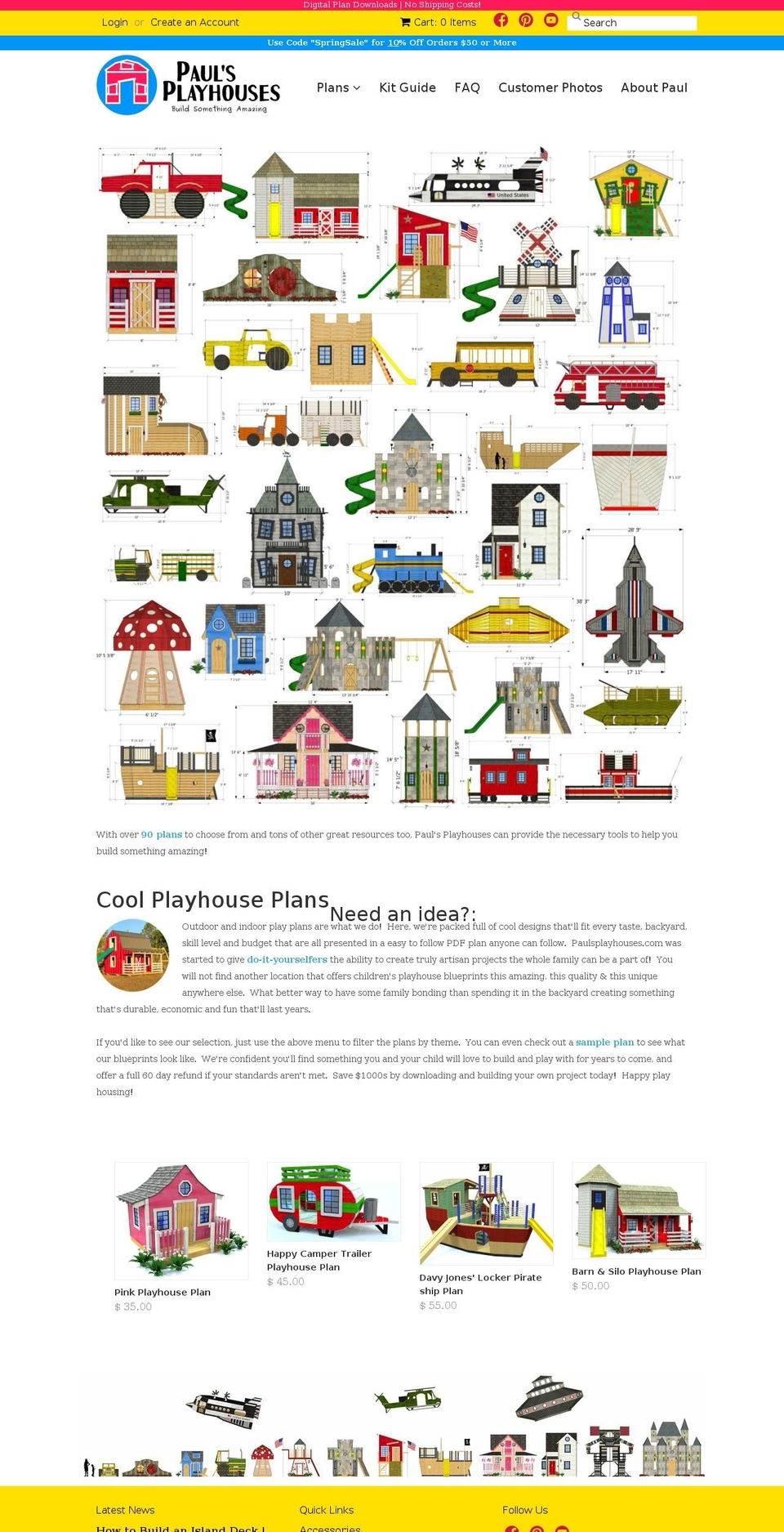 paulsplayhouses.com shopify website screenshot