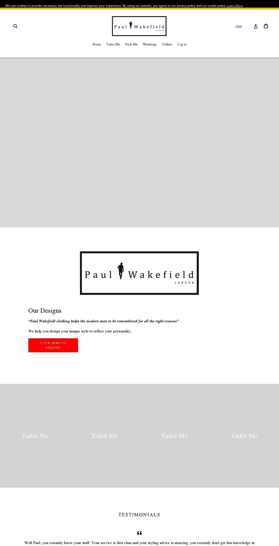paulwakefieldclothing.com shopify website screenshot