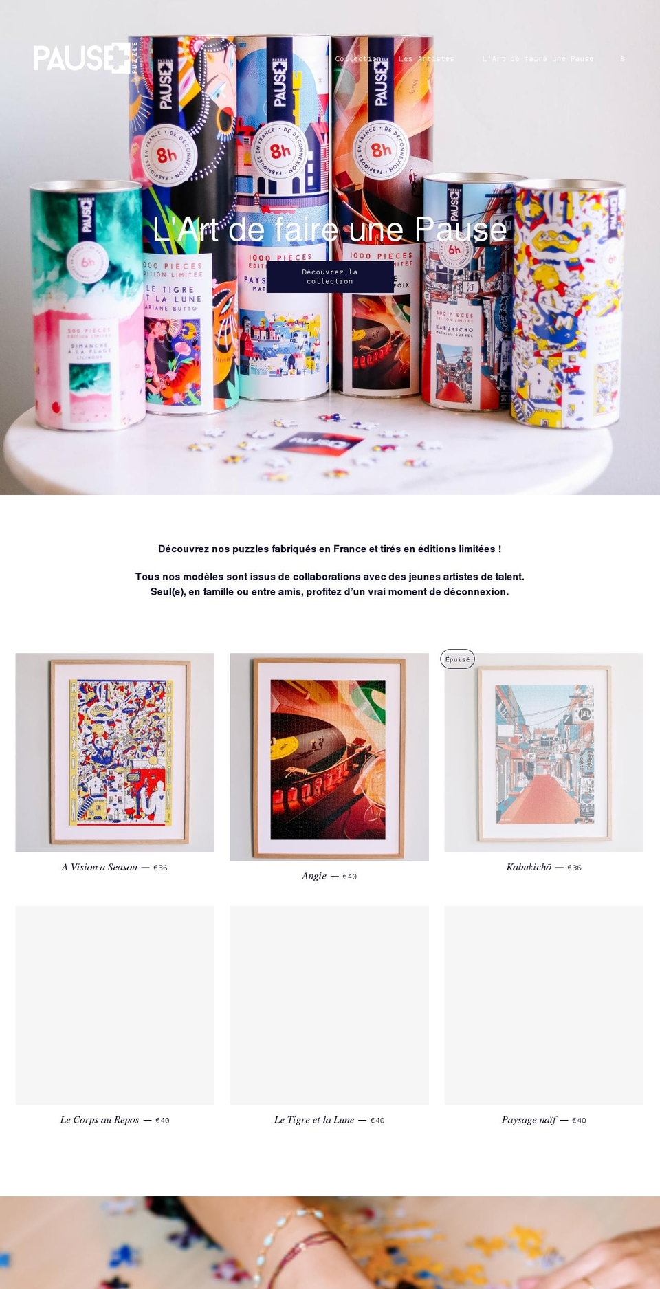pause-puzzle.com shopify website screenshot