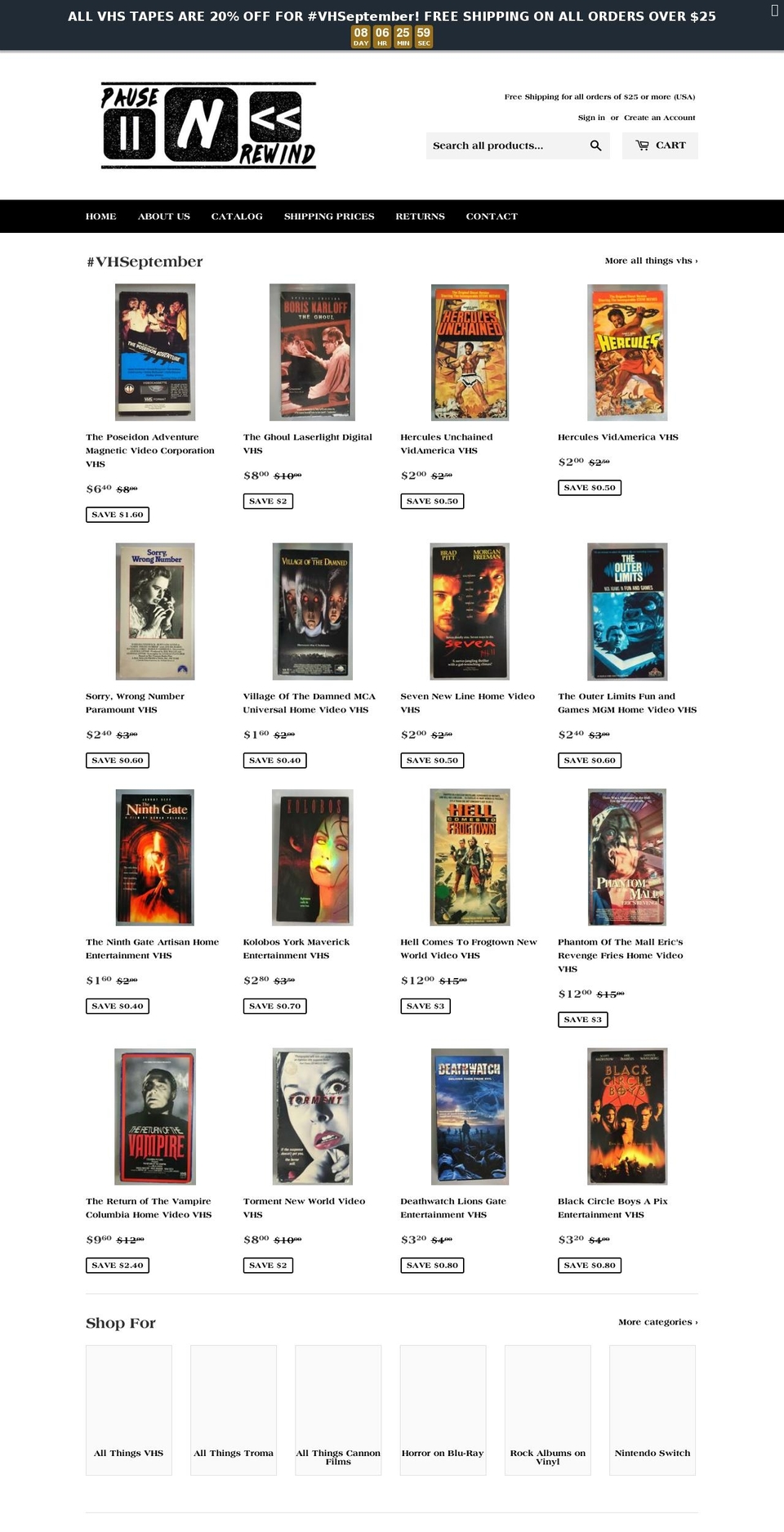 pausenrewind.com shopify website screenshot