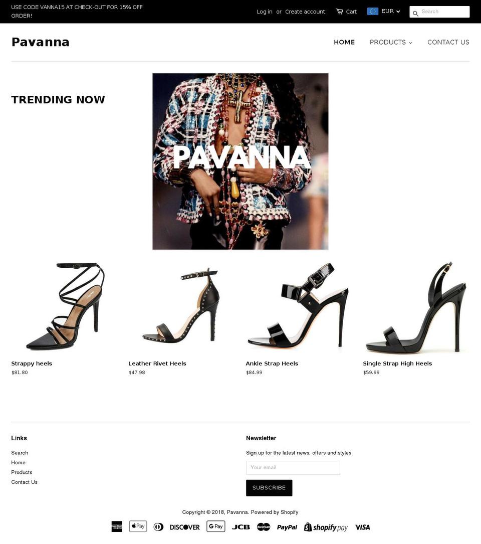 pavanna.com — Shopify storefront screenshot