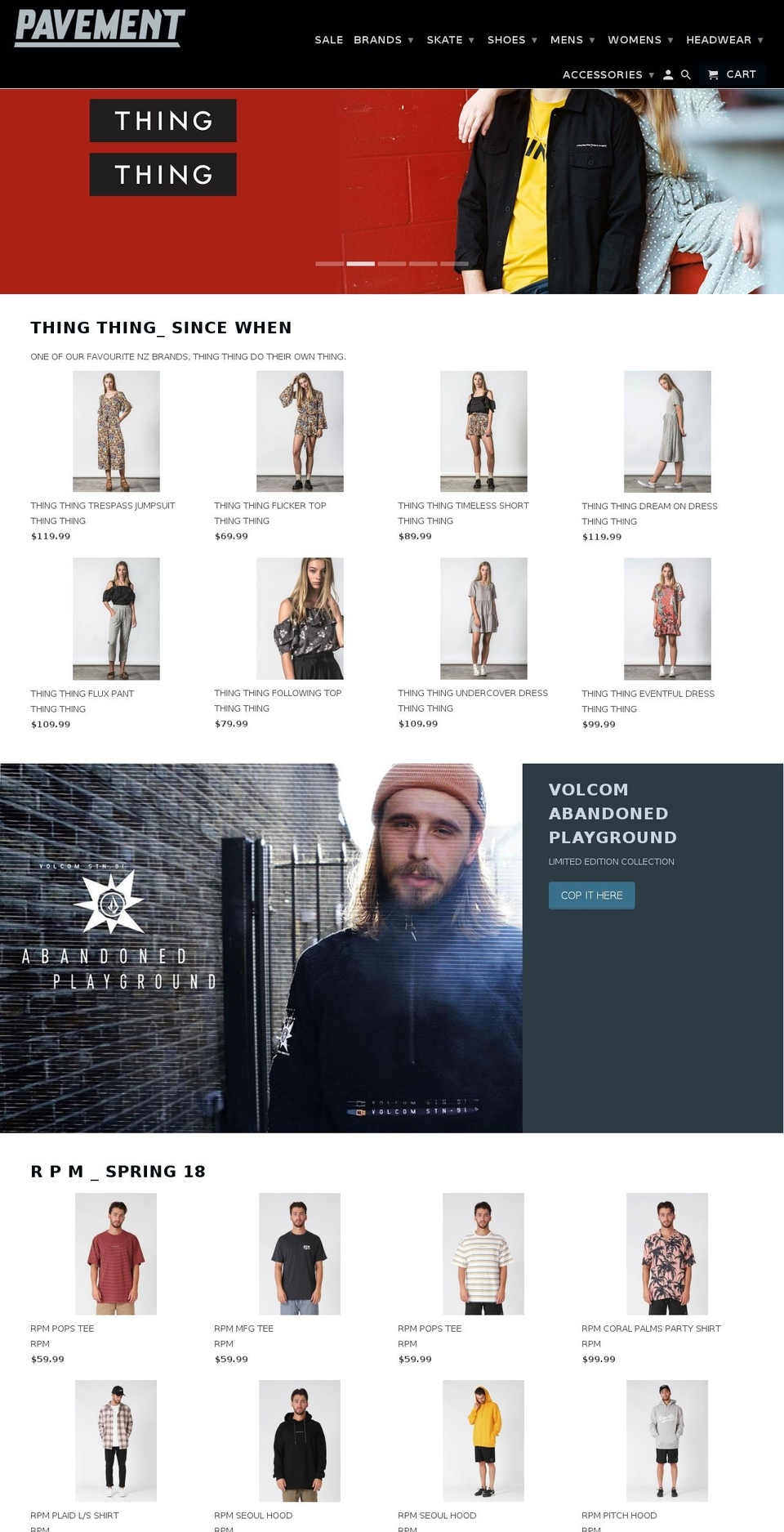 pavement.co.nz shopify website screenshot